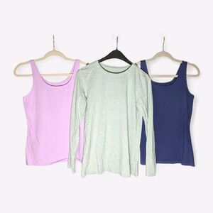 Lot of 3 Pure J. Jill Cotton Tops Womens Sz S Long Sleeve Tee Perfect Tank Pima